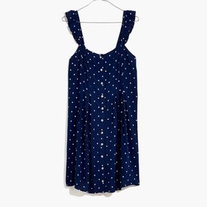 Ruffle-Strap Button-Front Dress in Polka Dot